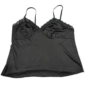 Deena Vintage Black Lace Trim Camisole Top Style 2290 Made in USA Size 38